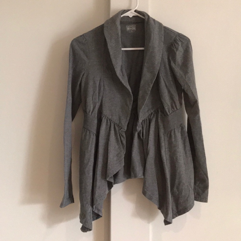 Gray Flowy Open Cardigan